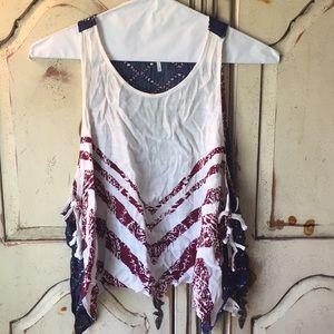 Dark blue, red and white summer top!